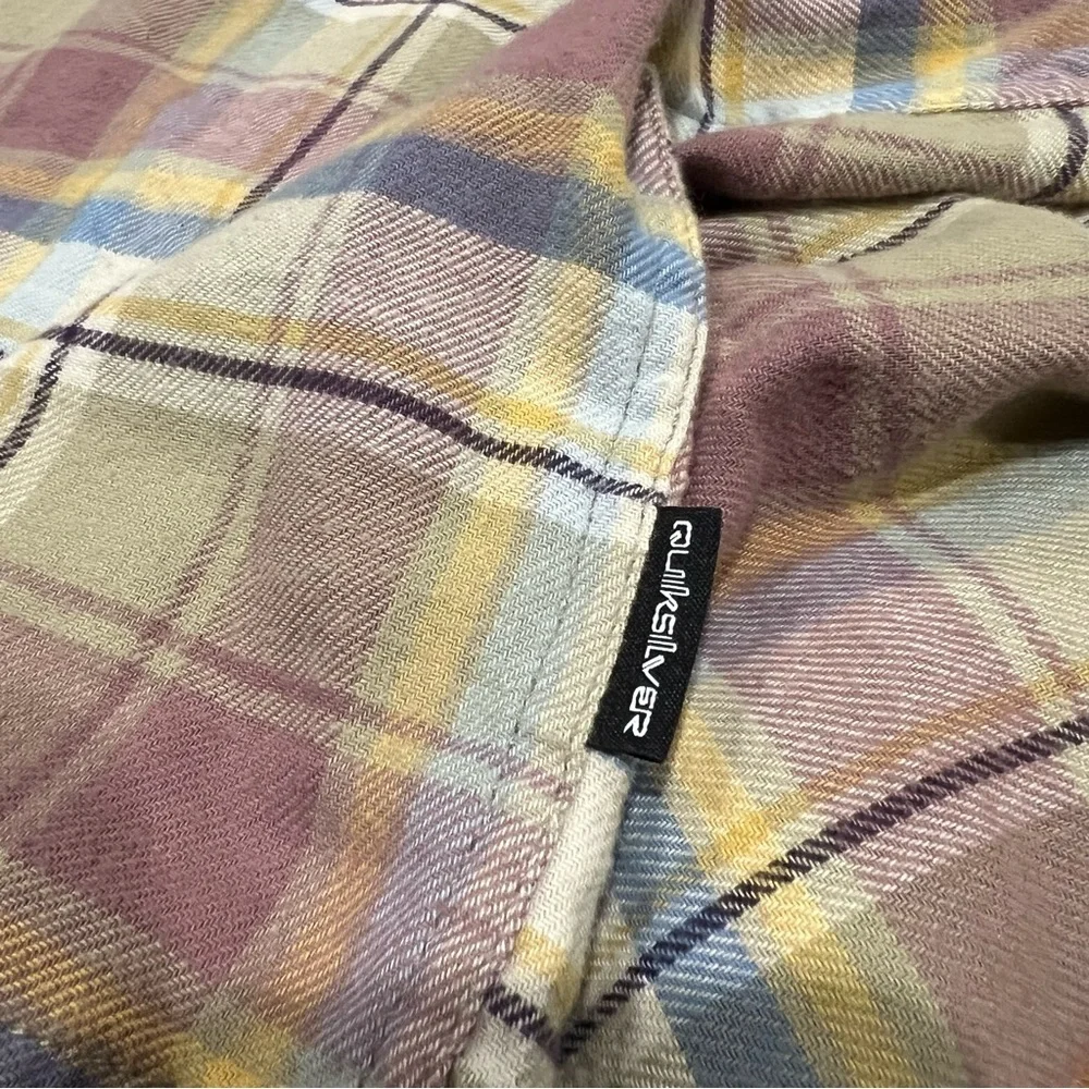 Quicksilver Men’s Ensign Classic Long Sleeve Flannel Plaid Shirt Button Size XXL - Picture 3 of 8